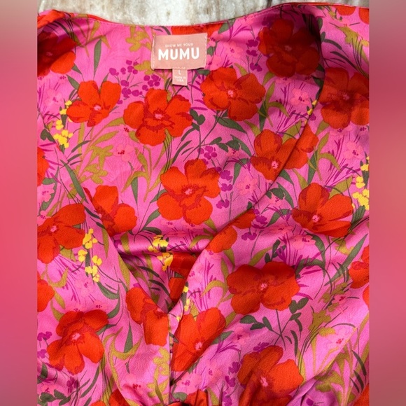 Women’s SHOW ME YOUR MUMU Christina Mini Floral cutout long sleeve dress- Size L - Picture 6 of 8